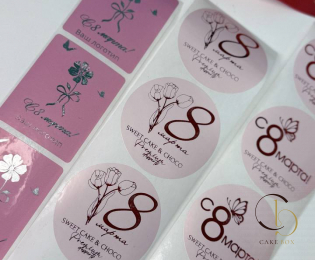 Стикеры брендированные тематические 8 марта (25шт) - Магазин товаров для кондитеров - Cake Box, Екатеринбург