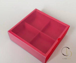Коробка для 4 пирожных (цвет красный) - Магазин товаров для кондитеров - Cake Box, Екатеринбург